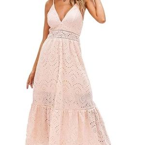 Pink midi summer or vacation dress